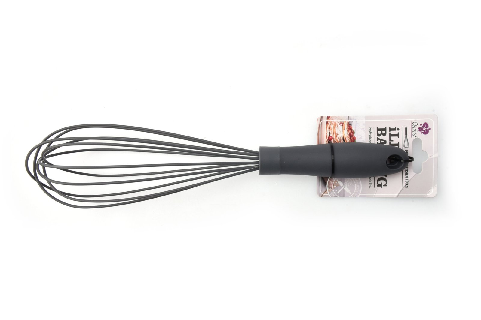 ORCHID ILB 12" SILICONE WHISK WITH SOFT HANDLE GREY